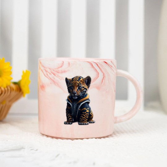 A cute tiny hyper realistic baby jaguar Marble Mugs