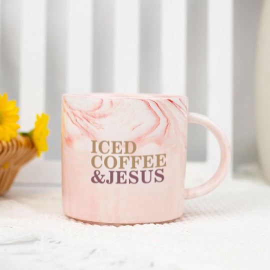 Iced Coffee And Jesus please Marble Mugs