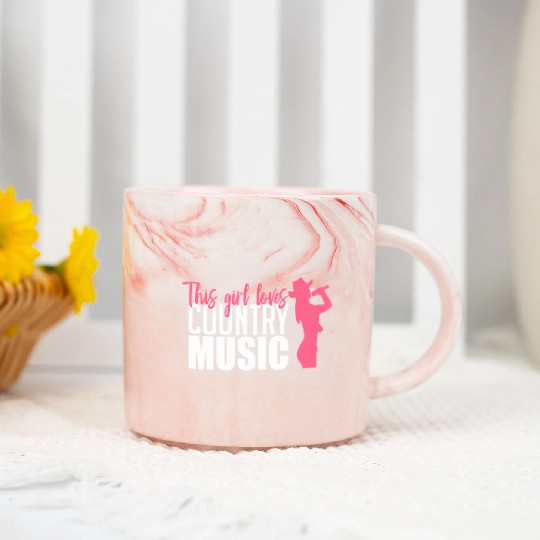 This Girl Loves Country Music A Western Folk Fan Marble Mugs