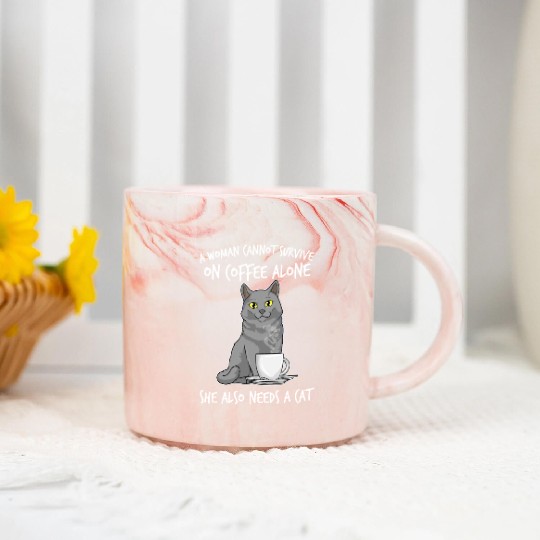 Woman Cat Lover Coffee Lover Caffeine Meow Marble Mugs