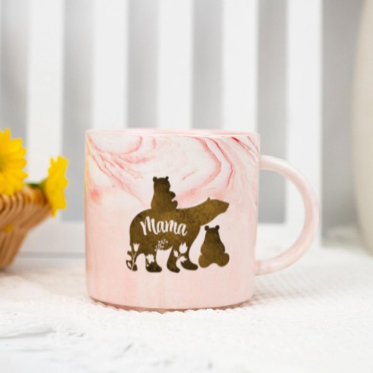 Mama Bear With 2 Cubs Mom of Two Marble Mugs