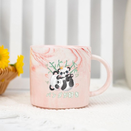 I Love Pandas Love Mom Panda Bear Marble Mugs