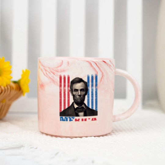 Merica Lincoln Independence Day Party 4th July Marble Mugs