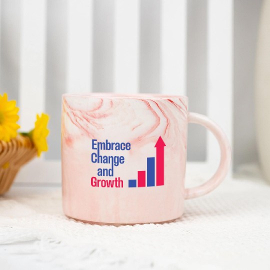Embrace Change and Growth quote typography product Marble Mugs