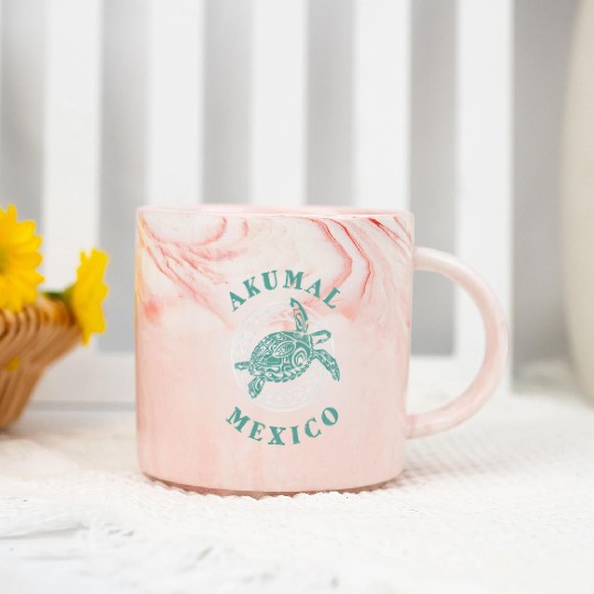 Akumal Meco T Tattoo Sea Turtle Marble Mugs