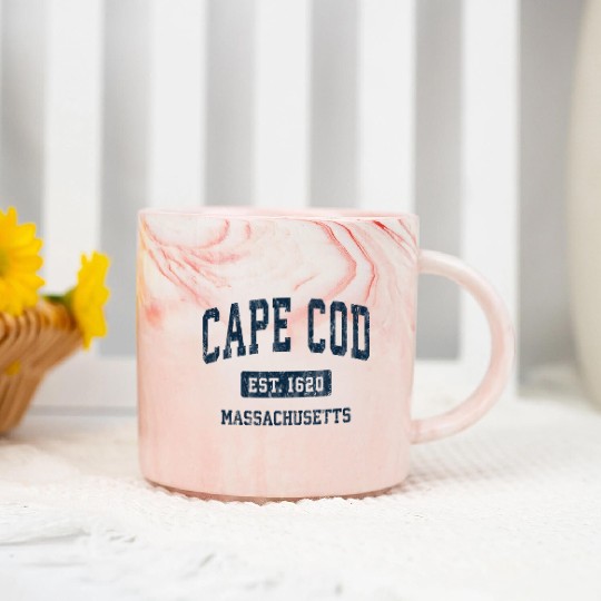Cape Cod Massachusetts Ma Vintage Athletic Marble Mugs
