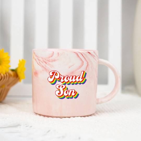 Proud Son Lgbtq Rainbow Marble Mugs