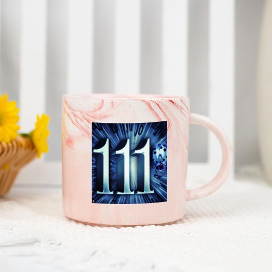 Aqua Charm: Lucky 1111 Ladybug Marble Mugs