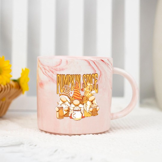 Gnomes Autumn Season Pumpkin Spice Hallothanksmas Marble Mugs