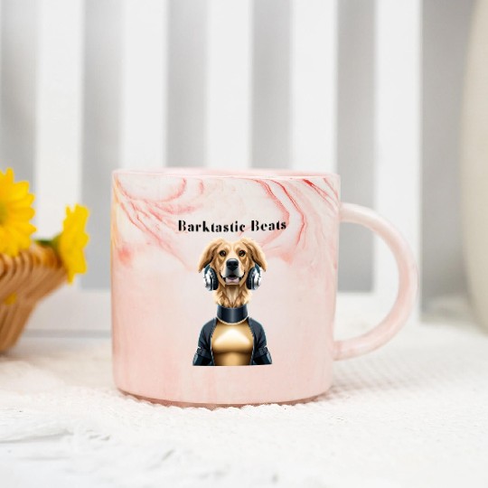 Barktastic Beats-DJ Golden Retriever and Funny Art Marble Mugs