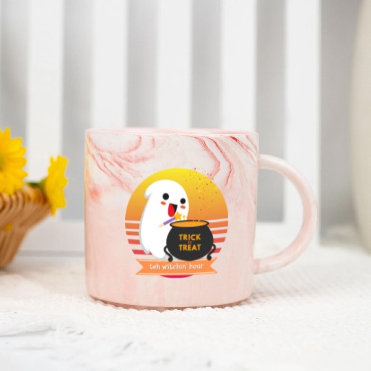 Halloween Cute Ghost Witching Hour Trick Or Treat Marble Mugs