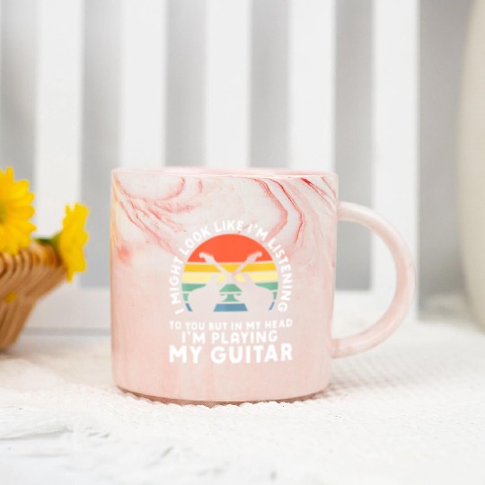 In My Head Im Playing My Guitar Musician Bass Marble Mugs