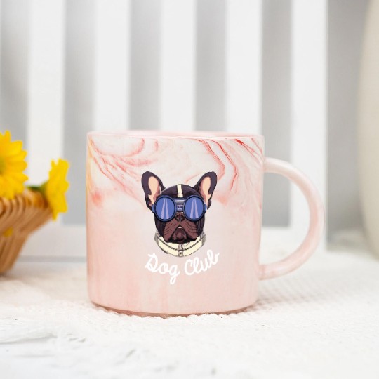 Frenchie Dog Club Pilot Dog Lover Frenchie Marble Mugs