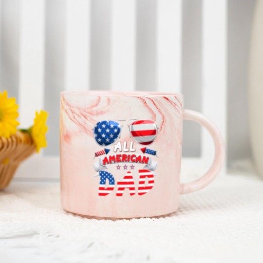 All American Dad US Patriots Fathers America Party Marble Mugs
