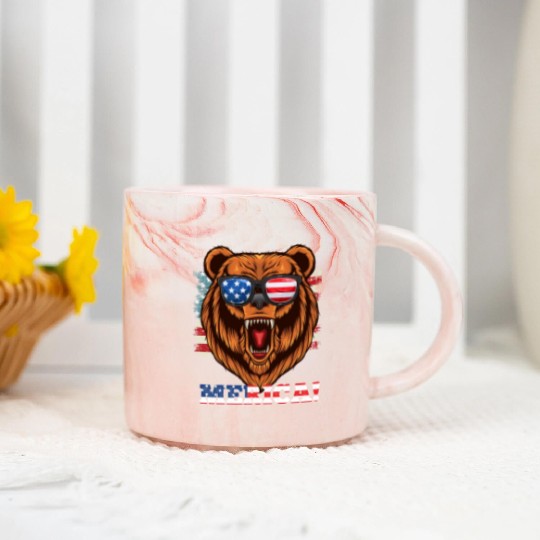 Merica Independence Day American Bear USA Party Marble Mugs