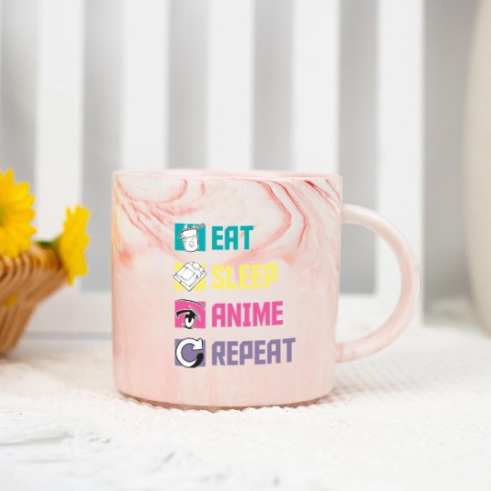 Eat Sleep Anime Repeat funny Marble Mugs