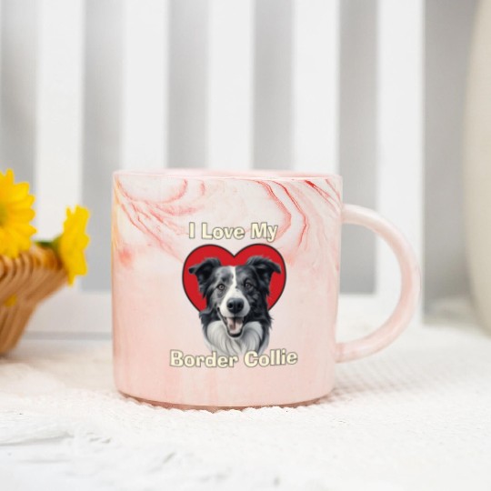 I Love My Border Collie Puppy Dog Marble Mugs