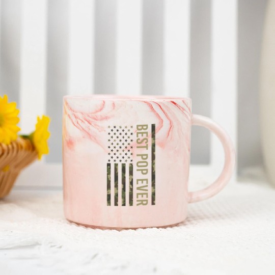 Best Pop Ever Us American Flag Camo For Fathers Marble Mugs