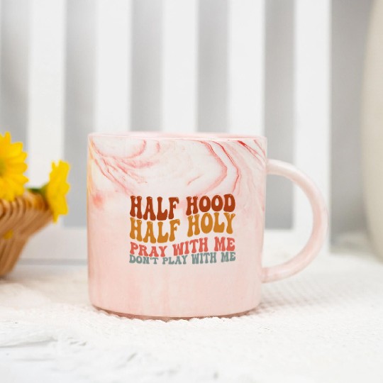 Half Hood Half Holy Groovy Retro Christian For Wo Marble Mugs