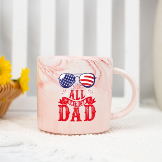 All American Dad America Pride US Patriot Marble Mugs