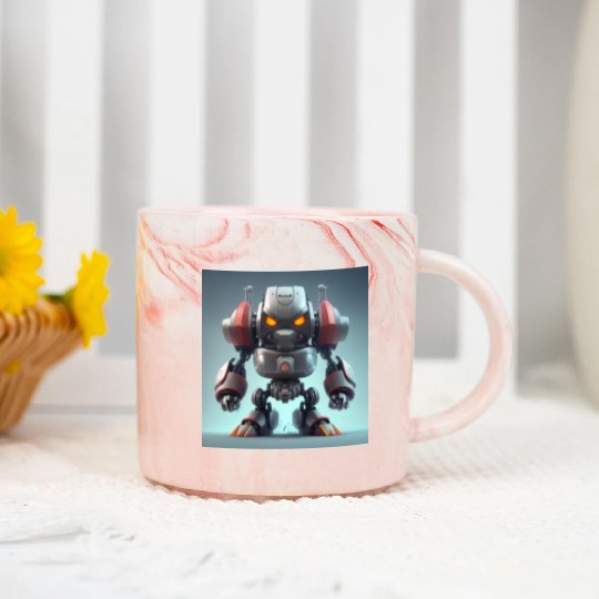 Angry 3D Robot Marble Mugs