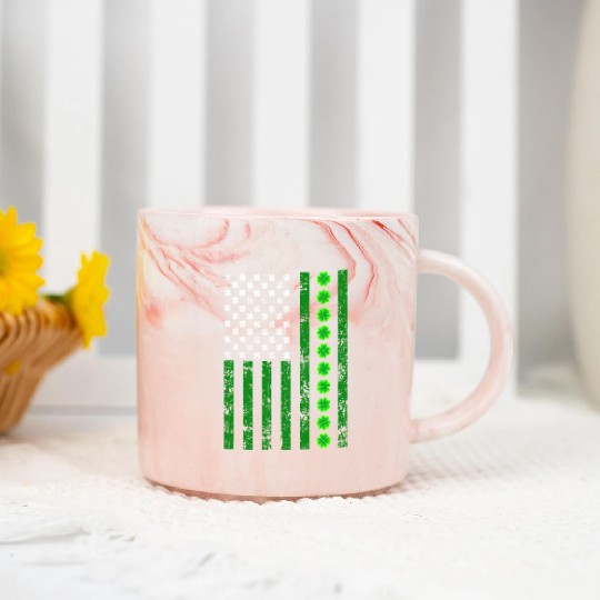 Patriotic Usa Flag Shamrock Irish Retro Saint Patr Marble Mugs