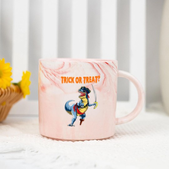 Trick or Treat Halloween Dinosaur T rex Pirate Marble Mugs