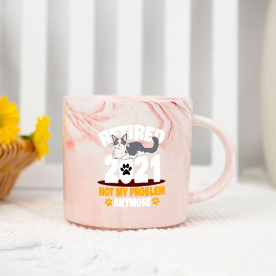 Not My Problem Anymore Cat Lover Retirement Design Marble Mugs