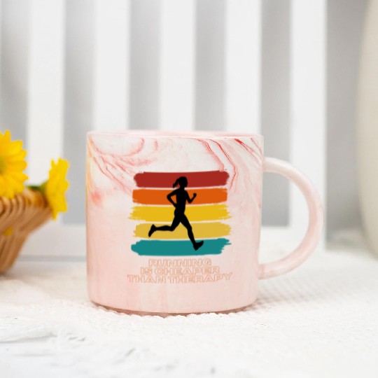 Running Is Cheaper Than Therapy Marble Mugs