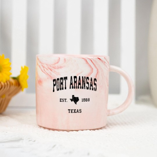 Port Aransas Texas Tx Athletic Black Sports Marble Mugs