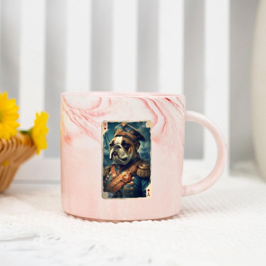 English Bulldog Playing Card Marble Mugs