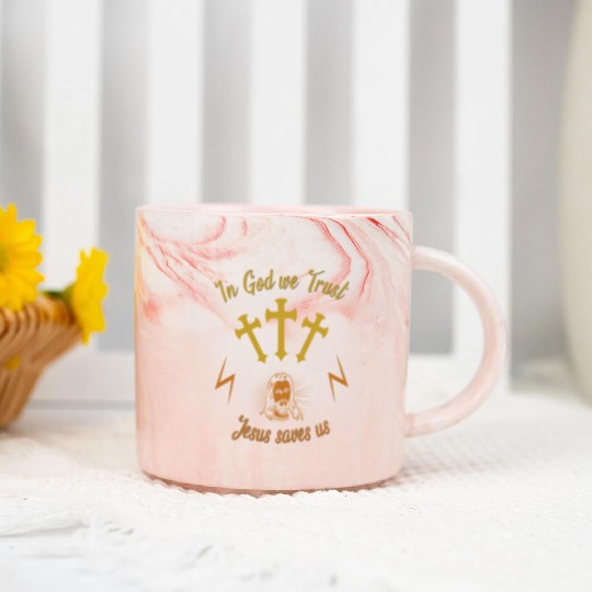 In God we trust Jesus saves us Marble Mugs