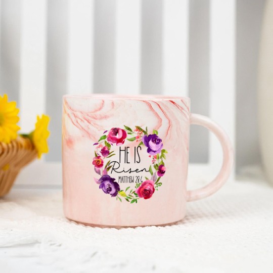 He Is Risen Floral Easter For Christiann Mom Marble Mugs