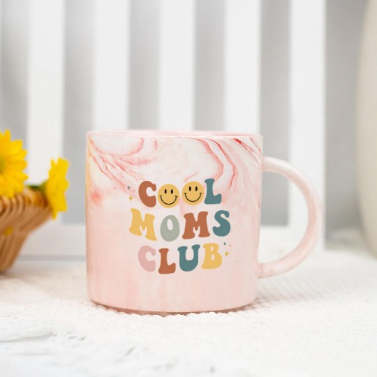 Moms Club On Back Print Marble Mugs