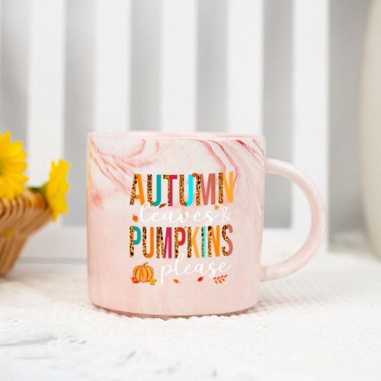 Autumn Leaves And Pumpkins Please Fall Lover Marble Mugs