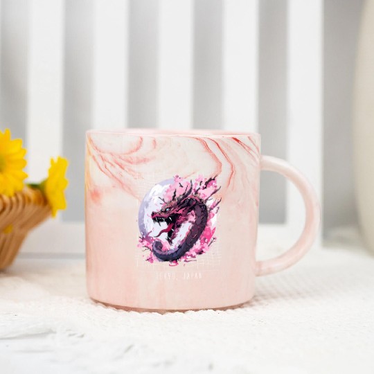 Japanese Tokyo Dragon Asian inspired retro 80’s Marble Mugs