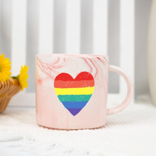 rainbow heart Marble Mugs