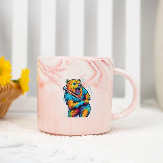 Golfer Grizzly Bear Golf Club Golfing Golf Player Marble Mugs
