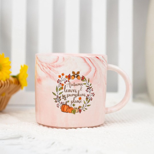 Autumn Leaves And Pumpkins Please Fall Lover Marble Mugs