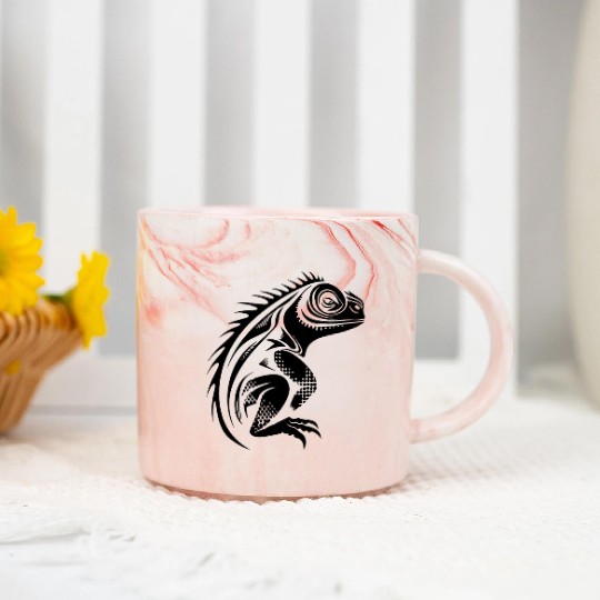 Black Lizard Vector Art Marble Mugs