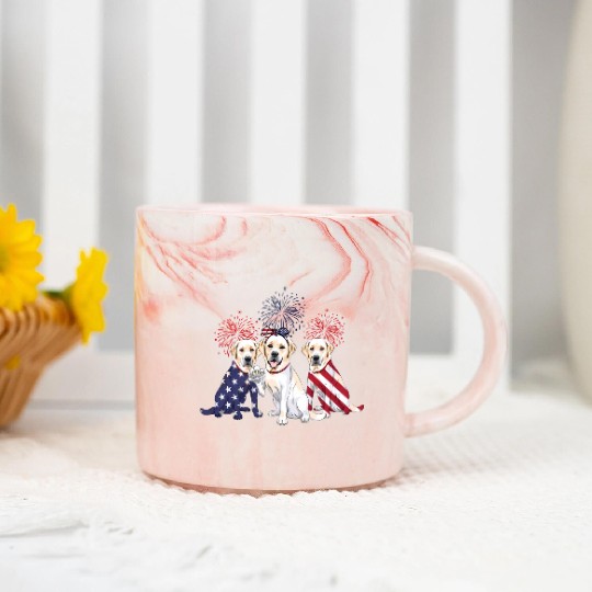 Labrador Retriever Us Flag 4Th Of July Independenc Marble Mugs