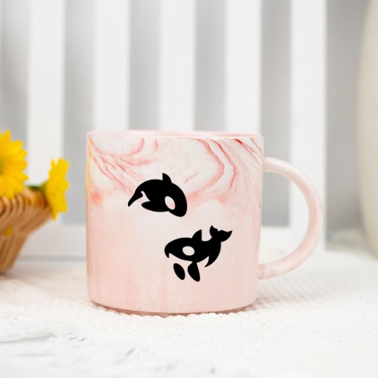 Orca Whale Sword Whale Back Fin Mammal Orcas Marble Mugs