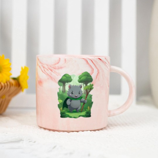 Wombat Hero - Green Cape Wombat Marble Mugs