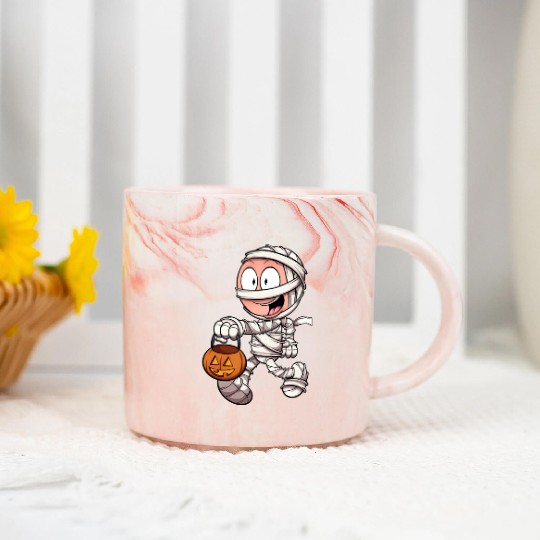 Kid In Mummy Costume Trick Or Treating Marble Mugs