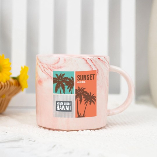 Sunset Paradise North Shore Hawaii Marble Mugs