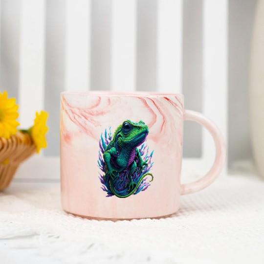 Neon Lizard Colourful Marble Mugs