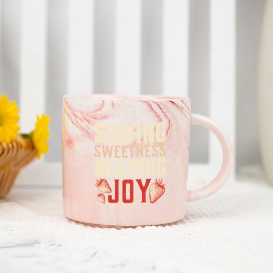 Strawberry Farmer, Sowing Sweetness Reaping Joy Marble Mugs