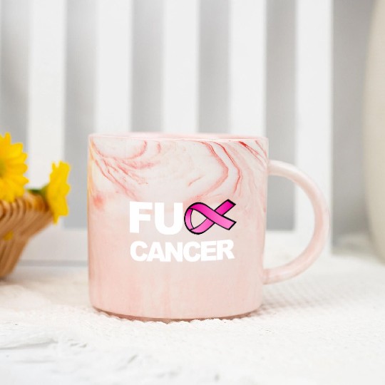 Fuck Cancer For Breast Cancer Awareness Marble Mugs