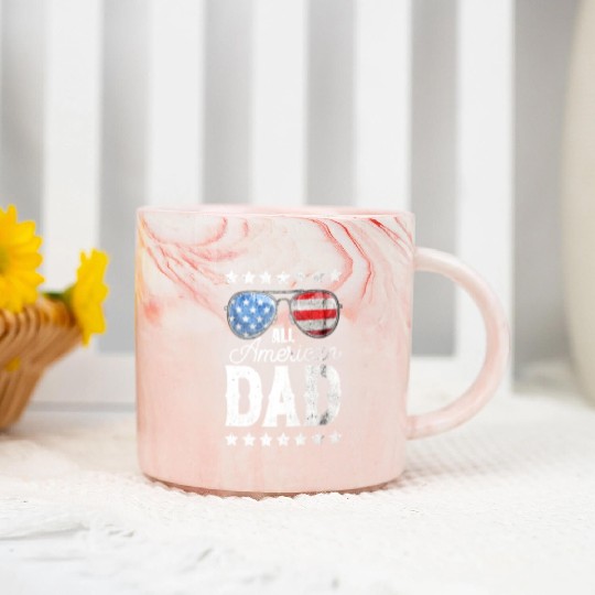 All American Dad 4th of July Father's Day Sunglass Marble Mugs