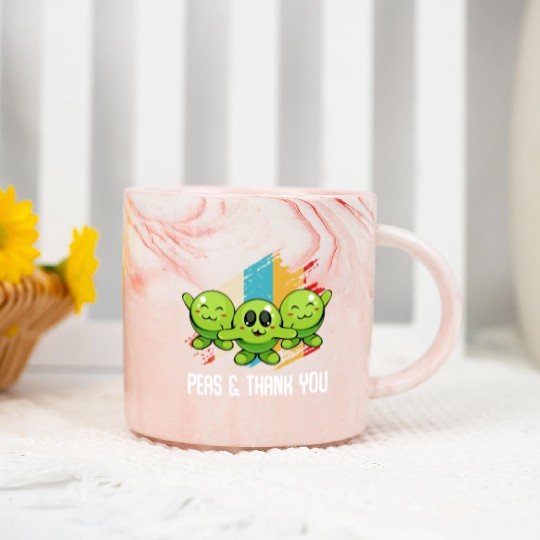 Peas Peas Thank You Cute Vegan Pun Marble Mugs